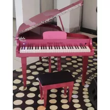 Piano Infantil De Cauda Cor De Rosa 5/8 Com Pedal Sustain