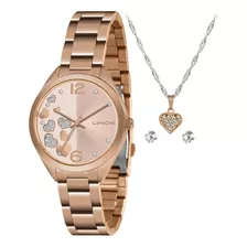 Relógio Lince Feminino Rose Gold + Kit Lrr4710l Kp10 R2rx