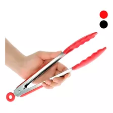 Pegador Pinça Vermelho Silicone Inox 22 Cm Alimentos Salada