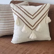 Capa De Almofada 45x45cm Boho Pompom Decorativa Para Sofá