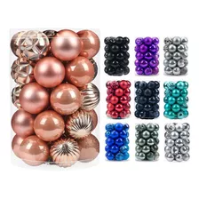 Esfera Para Arbol Navideño Color Oro Rosa Tamaño 60mm 34 Pcs