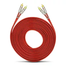 Cabo Rca Prime 5 Metros 5mm Vermelho Plug Metal Banhado Ouro