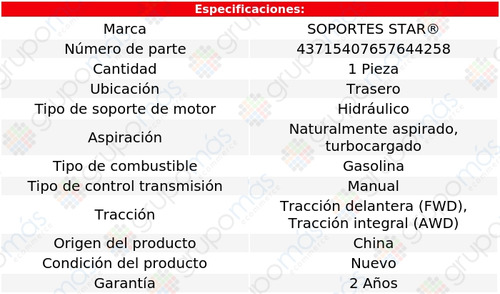 Soporte Motor Trasero S Star 850 5 Cil 2.4l Turbo 1993_1997 Foto 2