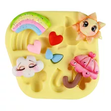 Molde De Silicone Para Biscuit Chuva De Amor Bluestar Cor Amarelo