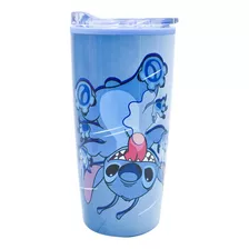 Termo Café Té Disney Stitch 450ml Recipiente Vaso Termico Color Azul