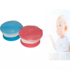 Plato Antiderrame Chupa Para Bebes + Cuchara Silicona Y Tapa