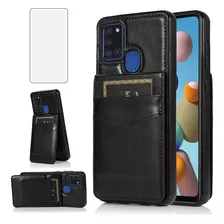 Funda Para Samsung Galaxy A21s Para Tarjetas Y Protector