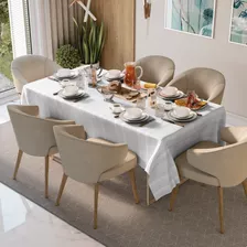 Toalha De Mesa Luxuosa Teka De 6 Lugares Retangular 220x150