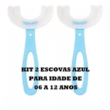 Kit 2 Escovas Dentes Infantil 360° Forma U Criança 6-12 Anos