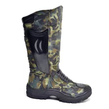 Bota Verde Camuflada Homem Caça Selva Couro Cano Alto