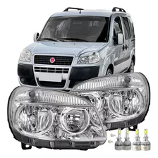 Par Farol Fiat Doblo 2010 11 12 À 2020 Mascara Cromado + Led