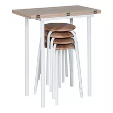 Conjunto Mesa Expert Dobr 4 Banq Tampo Bp 0,72m - Ciplafe Cn Cor Capuccino Desenho Do Tecido Das Cadeiras Capuccino