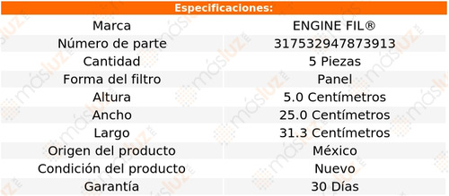 Paq 5 Filtros De Aire Canyon 5 Cil 3.7l 2008/2012 Engine Fil Foto 2