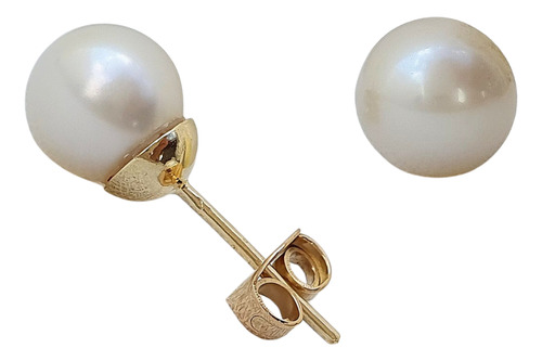 Brinco De Ouro 18k 750 E Perola Solitária  Grande  Amarelo