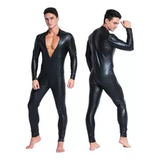 Macacão Fantasia Bodysuit Dança Festa Masculino Preto M217