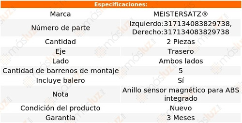 2- Mazas Rueda Traseras Lupo L4 1.6l 05/09 Meistersatz Foto 2