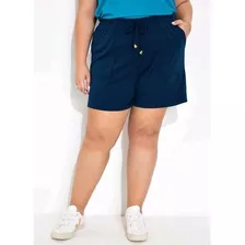 Short Marinho Com Bolsos Plus Size