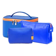 Set De Neceseres Bicolor Para Viaje Azul -