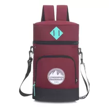 Mochila Matera Discovery Bolso Morral Porta Termo Mate Color Bordó