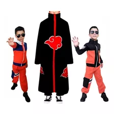 Kit Manto Akatsuki Com Conjunto Naruto Infantil Premium 