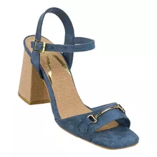 Sandalia Moda Tacon Mujer Azul Tipo Ante Clasben 06903827