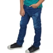 Calça Jeans Escuro Masculina Infantil Meninos Com Regulador