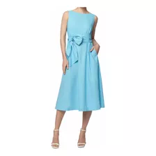 Anne Klein Linen-blend Tie-sash Midi, Vestido P/dama Lineaa