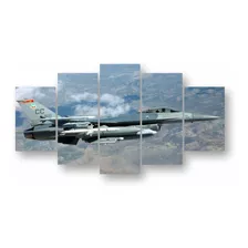 Kit De Quadros Decorativos Caça F-16 Voo Panorâmico 