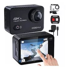 Cámara De Acción Deportiva Wifi Cooau 4k 60 Fps 20mp Touch Color Negro