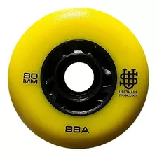 Set De 8 Ruedas Para Patines 80mm Black Color Yellow