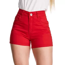 Short Jeans Feminino Vermelho Estilosa Para O Verão 2024