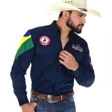 Camisa Bordada Barretos Masculina Hc Br Rodeio Cowboy