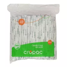 Pacote 200 Uni Canudo P/ Agua De Coco Biodegradável 8x205mm