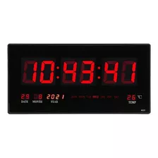 Reloj De Pared Led Digital Grande Con Temperatura De Día, Mes Y Año