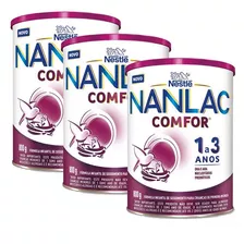 Kit Com 3 Fórmula Infantil Nanlac Comfor 1 A 3 Anos 800g