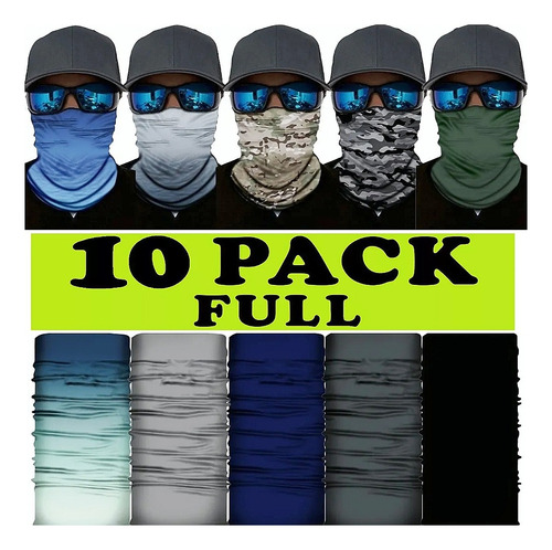 10 Pack Bandana Mascara Tubular Pauelo Cacera, Moto, Pesca Foto 2