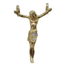 Dije Cruz Crucifijo / Cristo Olímpico Con Piedras Oro 10k