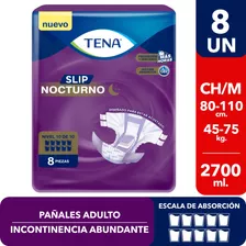 Pañal Adulto Incontinencia Tena Slip Nocturno Talla Ch/m 8u Talle Pequeño