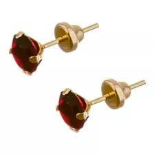 Brinco De Zircônia Solitário 5mm Ouro 18k 