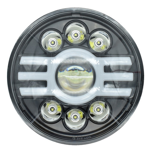 Par Faro Led 7' H4 Ojo ngel Lupa Wrangler Jeep Vw Vocho Foto 4