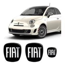 Kit Adesivo Emblema Fiat 500 Frontal E Traseiro - Fiat Preto