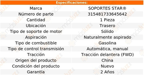 1) Soporte Motor Tras Geo Storm 1.8l 4 Cil Aut, Std 92/93 Foto 2