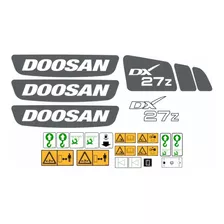 Jogo Faixa Adesivo Miniescavadeira Hidráulica Doosan Dx27z