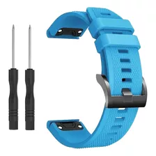 Pulseira Engate Rapido Para Forerunner 965 Silicone Macio Cor Azul-claro Largura 22 Mm