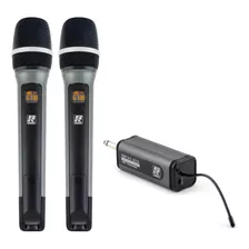Microfone Duplo Profissional De Mão Sem Fio Sfh-20 - Staner Cor Preto