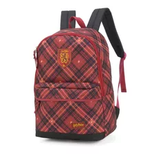 Mochila Mala Escolar Grifinoria Harry Potter Hogwarts Xadrez Cor Bordô Desenho Do Tecido Grifinória Xadrez