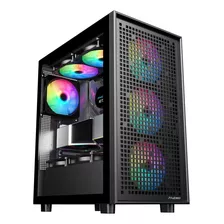 Gabinete Gamer Con 4 Cooler Led Tower Vidrio Templado 