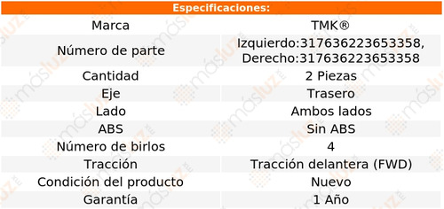 2- Mazas Traseras Sin Abs Up! 3 Cil 1.0l 2016/2017 Tmk Foto 2