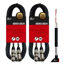 Kit 2 Cabo De Microfone Balanceado Xlr Macho Xlr Femea 10m