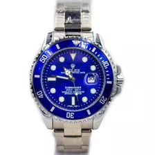 Relógio Rolex Submariner-style Luxo Subaquático Prata Azul